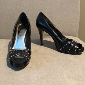 White House Black Market Studded Peep-Toe Heels
